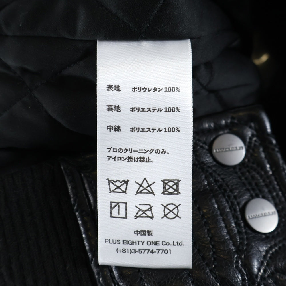 UNKNOWN LONDON(アンノーンロンドン) フェイクレザー 総柄デザイン レザージャケット ブラック