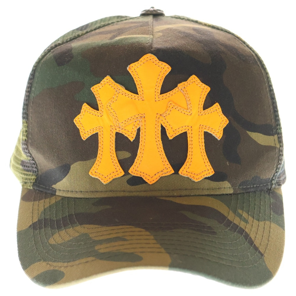 CHROME HEARTS(クロムハーツ) Cemetery Cross Patch Trucker Cap セメタリークロスパッチ トラッカー ベースボールキャップ 帽子 オレンジ/カモ