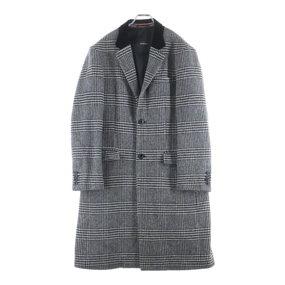LOVELESS(ラブレス) グレンチェックコート ハウンドトゥースロングチェスターコート グレー 61B21-201-05