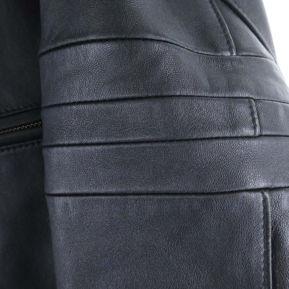 Psycho Bunny(サイコバニー) シングルライダース エンボスロゴレザージャケット ブラック PB-CY-72810