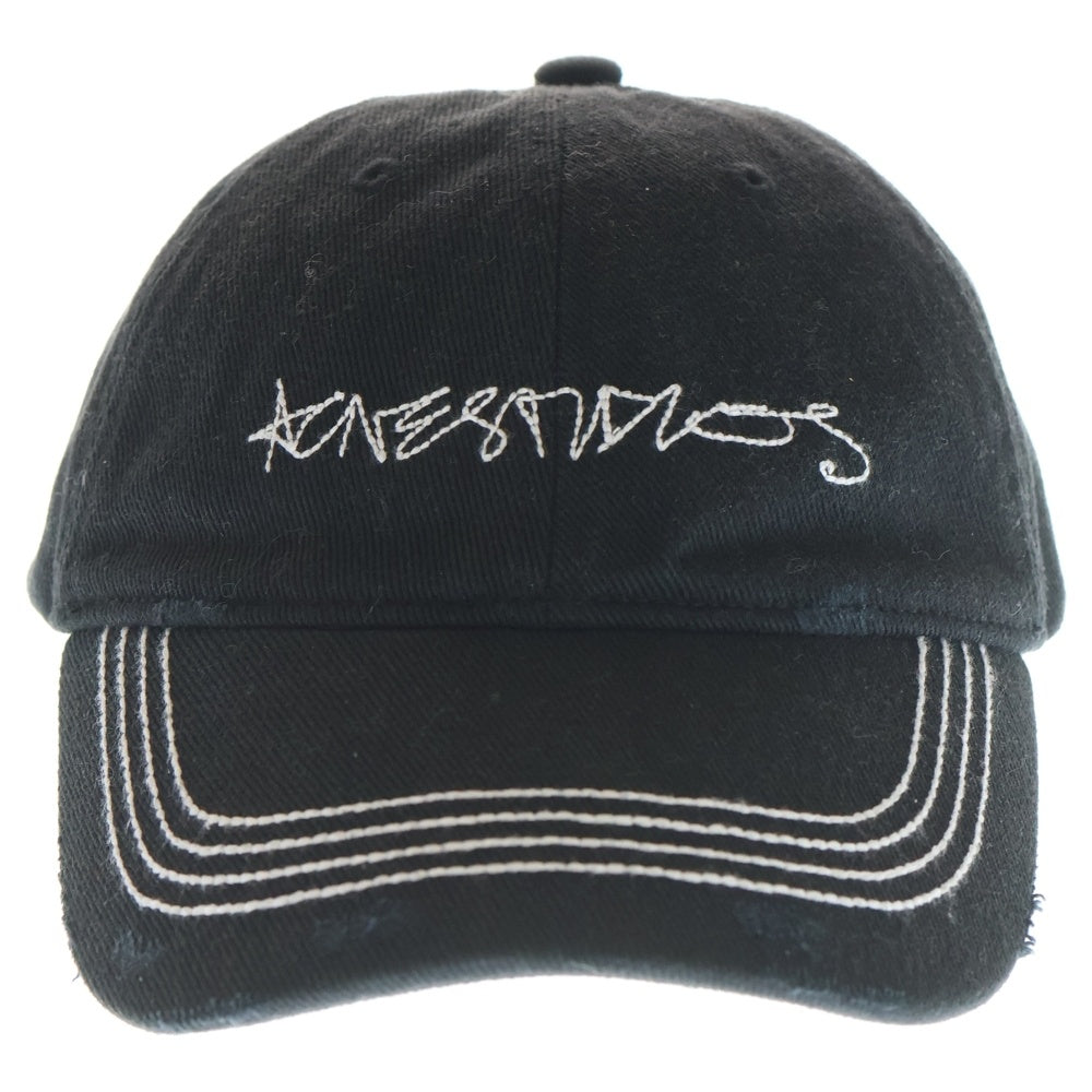 Acne Studios(アクネ ストゥディオズ) ロゴ刺繍 ベースボールキャップ 帽子 ブラック FN-UX-HATS000348