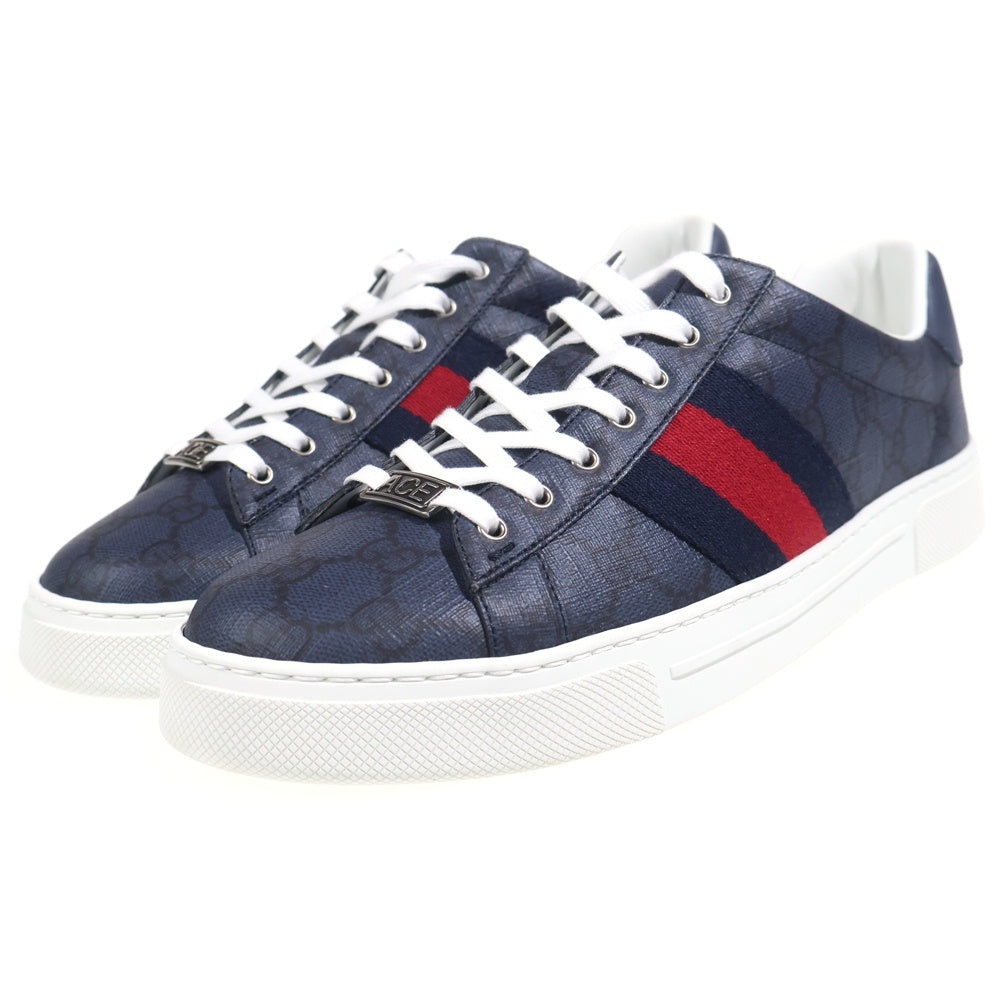 GUCCI(グッチ) ACE エース GGキャンバス シェリーライン ローカットスニーカー ネイビー 760775