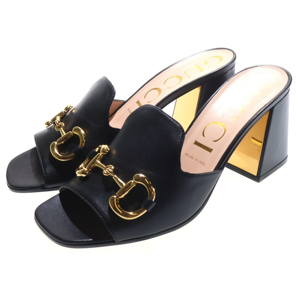 GUCCI(グッチ) ホースビット オープントゥ ヒール サンダル ブラック 655412 レディース