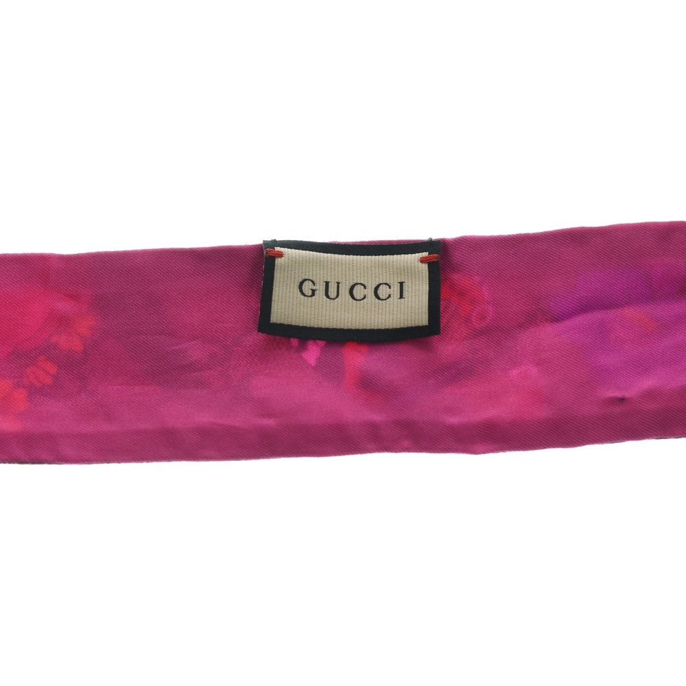 GUCCI(グッチ) GGスプリーム 総柄デザイン シルク スカーフ ブラウン