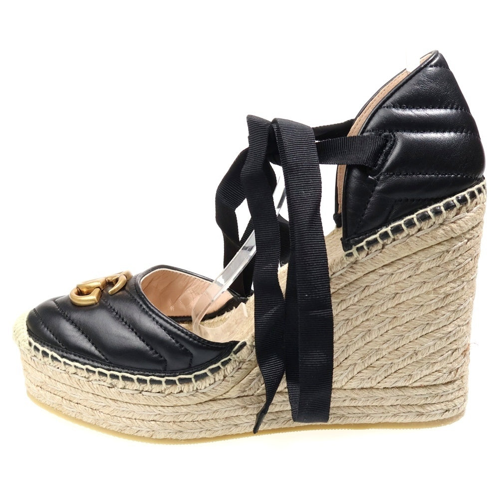 GUCCI(グッチ) GGマーモント ウェッジソールサンダル ヒール ブラック 573023 レディース