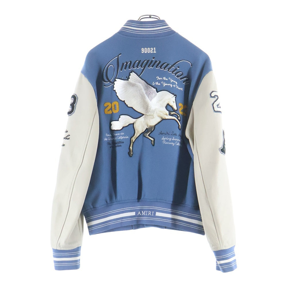 AMIRI(アミリ) Oversized Varsity Jacket オーバー サイズ バーシティ ジャケット スタジャン ブルー