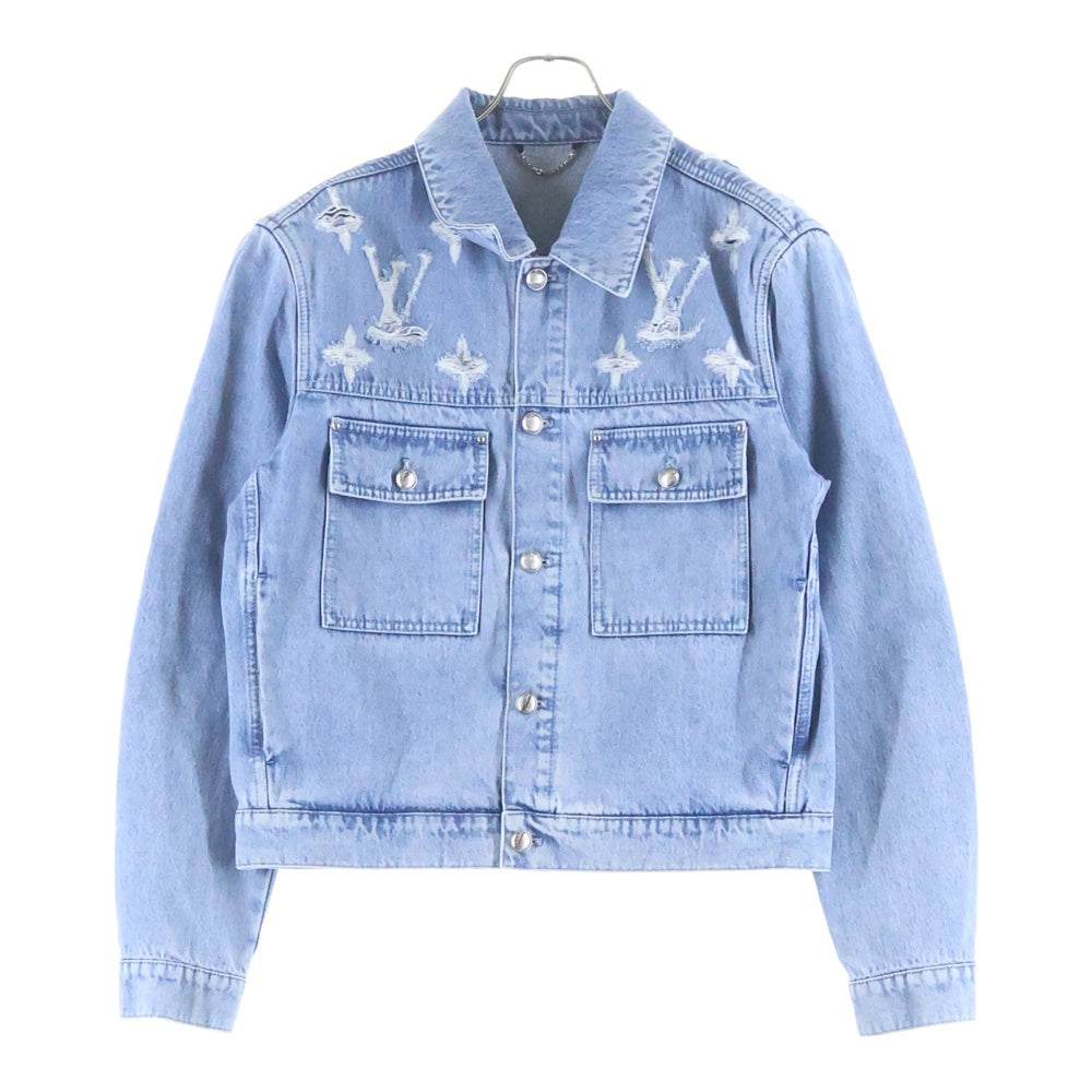 LOUIS VUITTON(ルイヴィトン) 25SS モノグラムダメージ加工トラッカーデニムジャケット RM251MM PNB HSA18W インディゴ