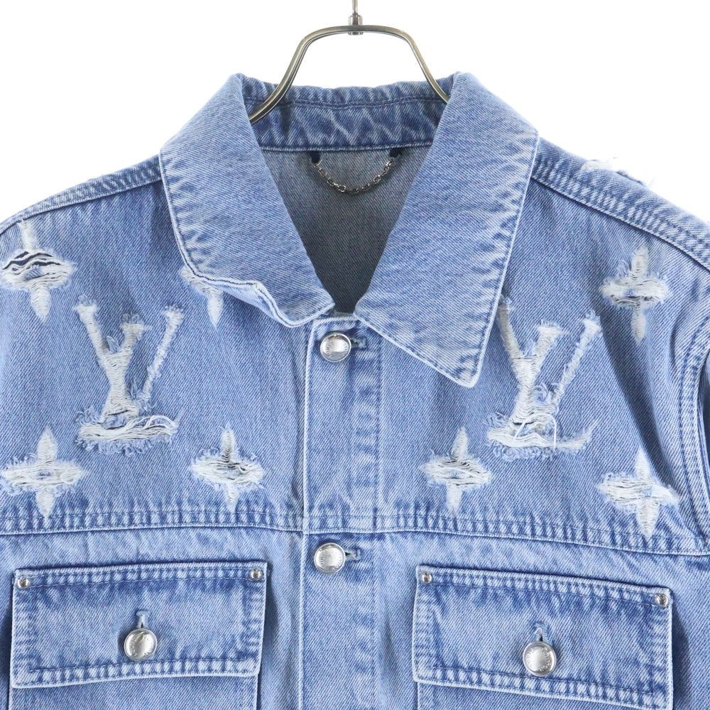 LOUIS VUITTON(ルイヴィトン) 25SS モノグラムダメージ加工トラッカーデニムジャケット RM251MM PNB HSA18W インディゴ