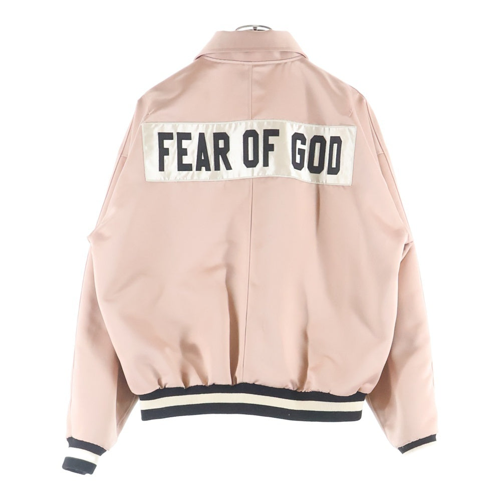 FEAR OF GOD(フィアオブゴッド) サテンベースボールジャケット ロゴパッチ ピンク 5C17N