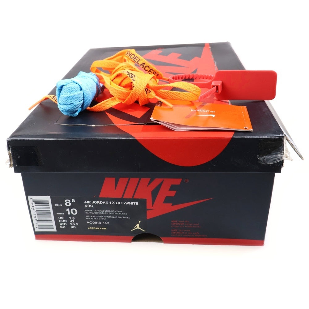 NIKE(ナイキ) × OFF-WHITE AIR JORDAN 1 POWDER BLUE UNC オフホワイト エアジョーダン1パウダーブルーハイカットスニーカー ホワイト/ブルー AQ0818-148 26.5cm/US8.5