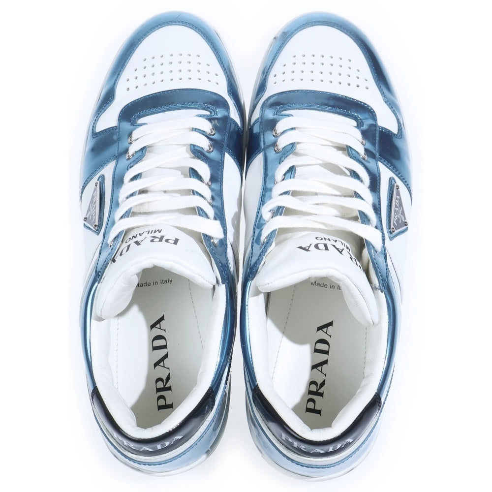 PRADA(プラダ) ダウンタウン エナメルスニーカー ローカットシューズ ホワイト/ブルー 2EE364