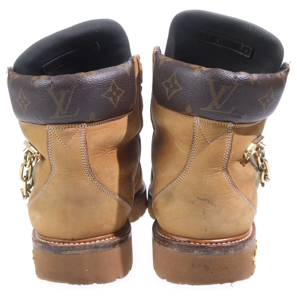 LOUIS VUITTON(ルイヴィトン) LVクリーパーライン チェーン装飾 ヌバック レザー アンクルブーツ ハイカットスニーカー ブラウン 7 1/2