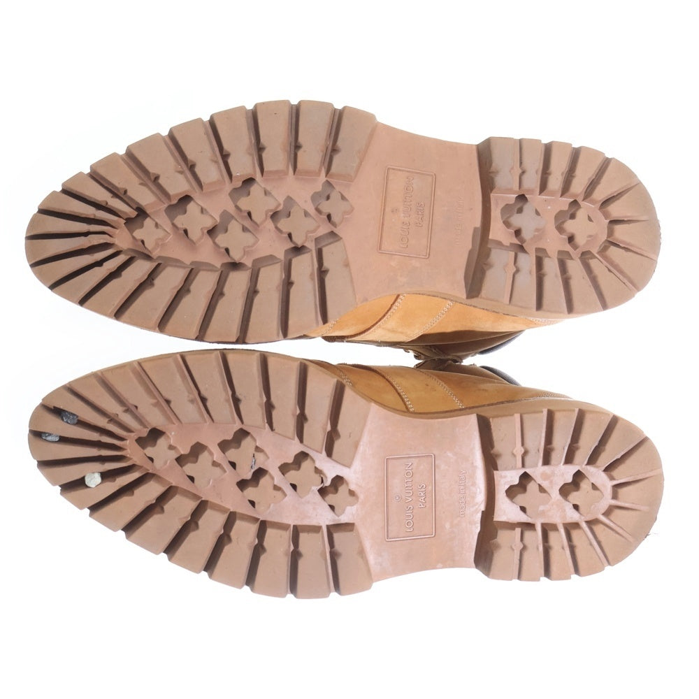 LOUIS VUITTON(ルイヴィトン) LVクリーパーライン チェーン装飾 ヌバック レザー アンクルブーツ ハイカットスニーカー ブラウン 7 1/2