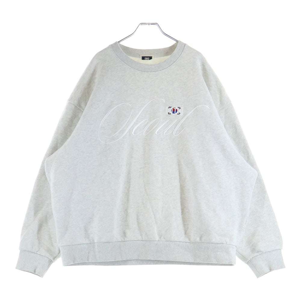 KITH(キス) ソウル限定 刺繍デザインクルーネックスウェット トレーナー グレー KHM032124
