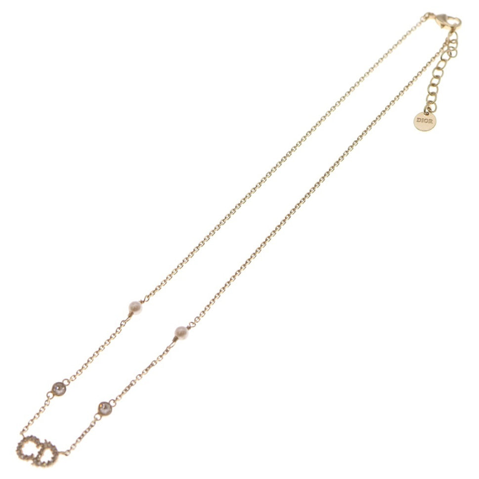 DIOR(ディオール) D Lune ディー リュヌ パール装飾 CDアイコン ゴールドチェーンネックレス ゴールド レディース