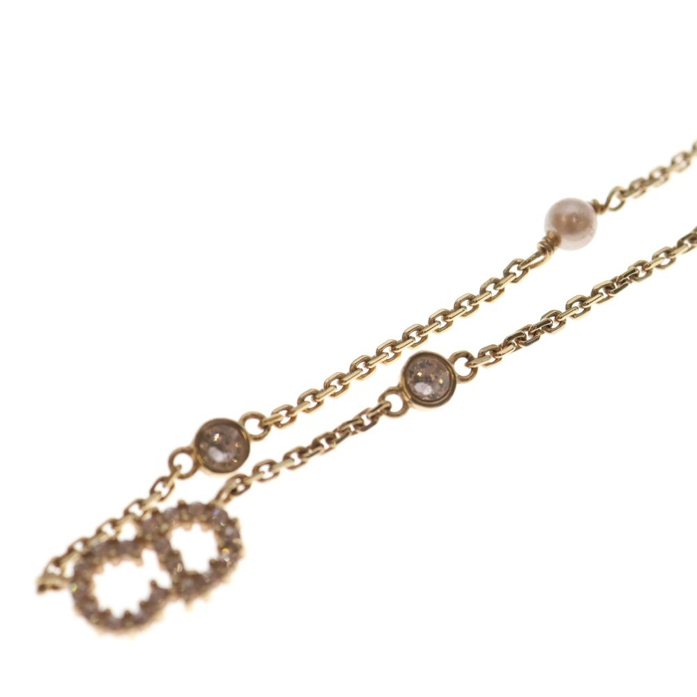 DIOR(ディオール) D Lune ディー リュヌ パール装飾 CDアイコン ゴールドチェーンネックレス ゴールド レディース