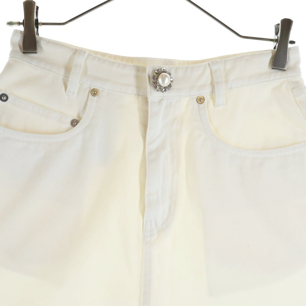 miumiu(ミュウミュウ) 21SS ビジュー コットンデニムパンツ ホワイト GWD265 4YE レディース