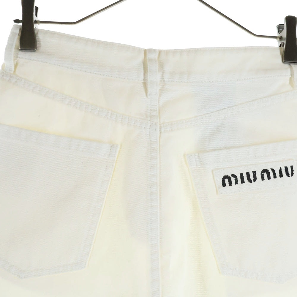 miumiu(ミュウミュウ) 21SS ビジュー コットンデニムパンツ ホワイト GWD265 4YE レディース