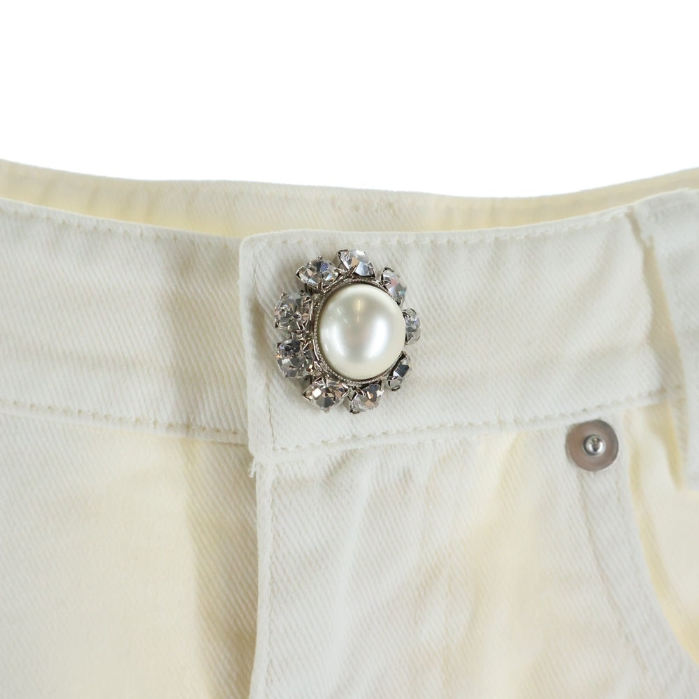 miumiu(ミュウミュウ) 21SS ビジュー コットンデニムパンツ ホワイト GWD265 4YE レディース