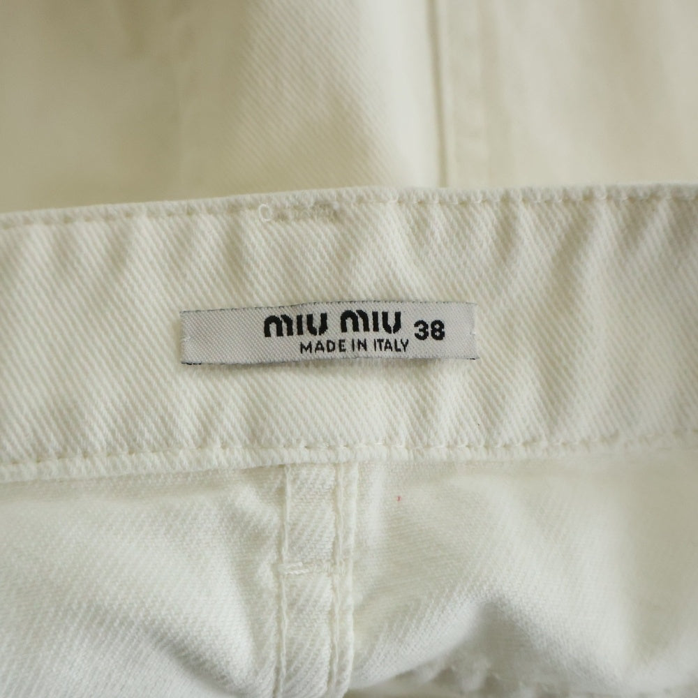 miumiu(ミュウミュウ) 21SS ビジュー コットンデニムパンツ ホワイト GWD265 4YE レディース