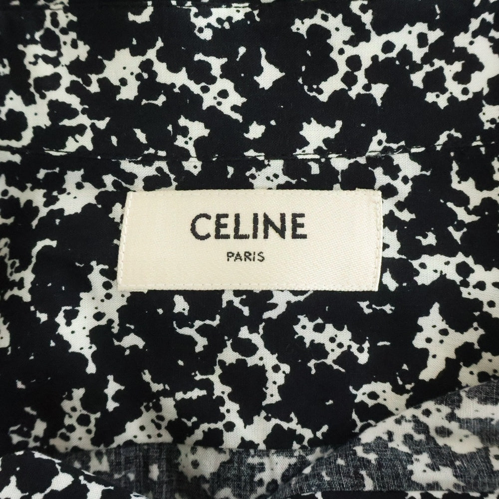 CELINE(セリーヌ) 19AW スプラッター マーブルプリントクラシック総柄長袖シャツ ブラック 2C028371F