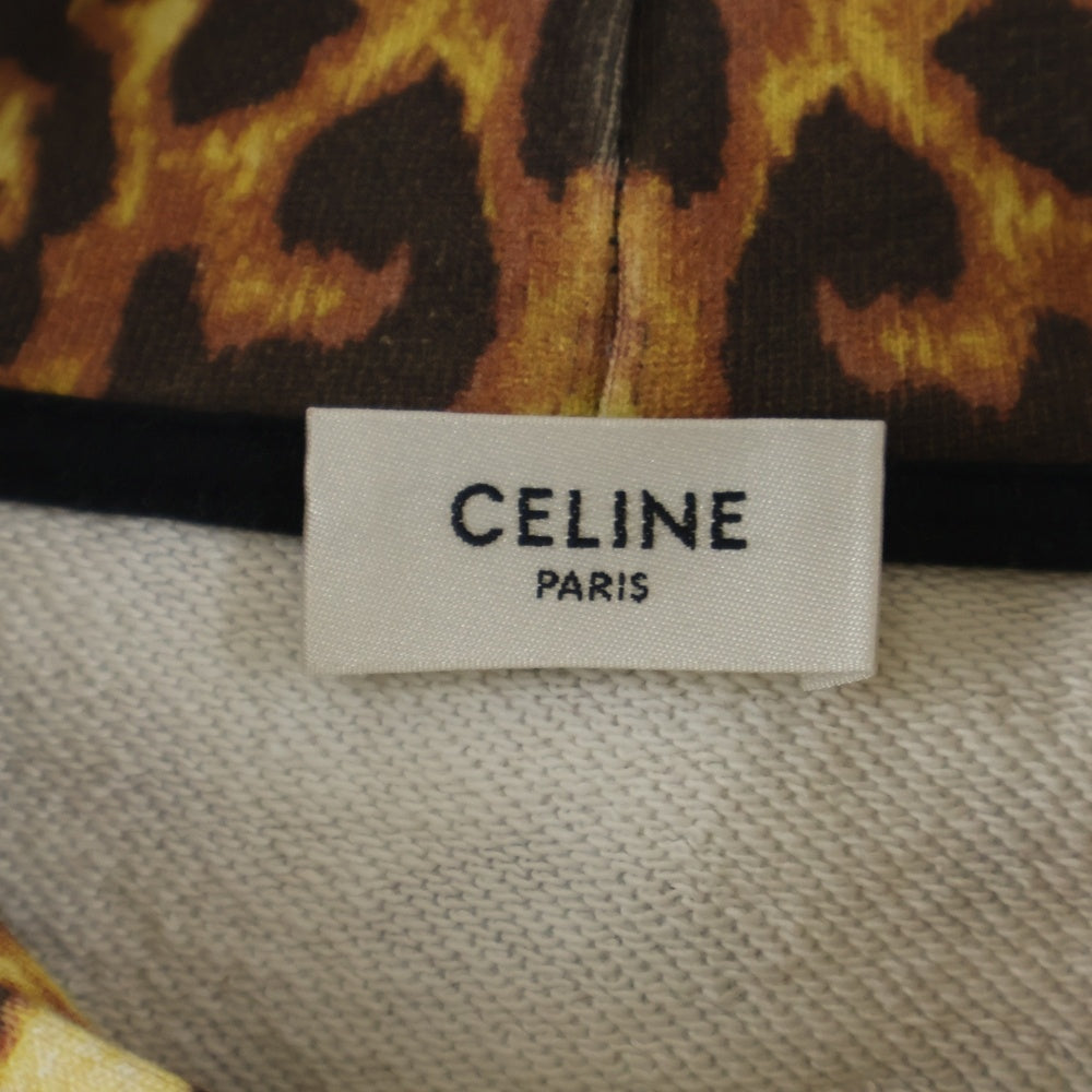 CELINE(セリーヌ) 21SS フロントロゴ レオパード柄 コットンパーカー イエロー/ブラウン 2Y321519M