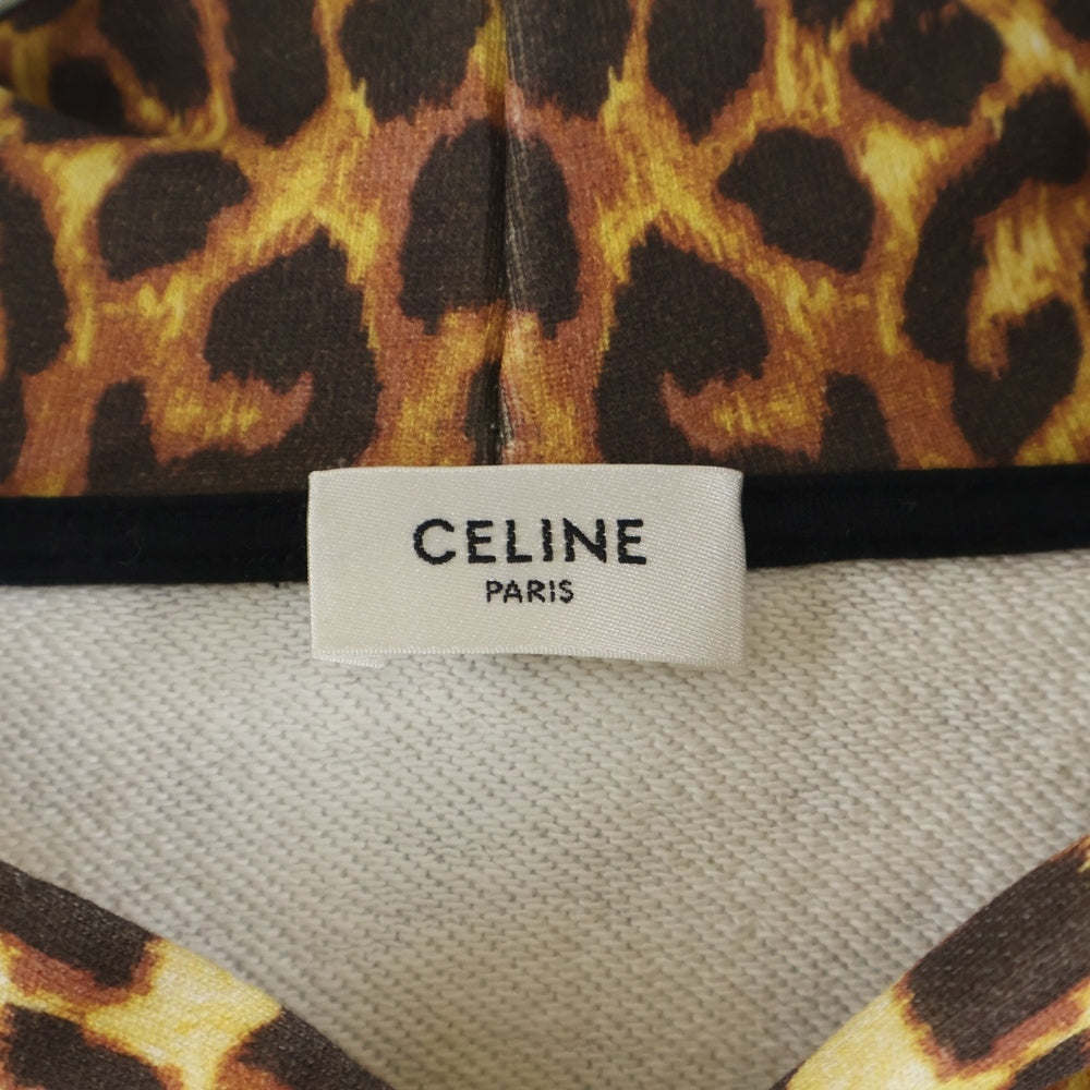 CELINE(セリーヌ) 21SS フロントロゴ レオパード柄 コットンパーカー イエロー/ブラウン 2Y321519M