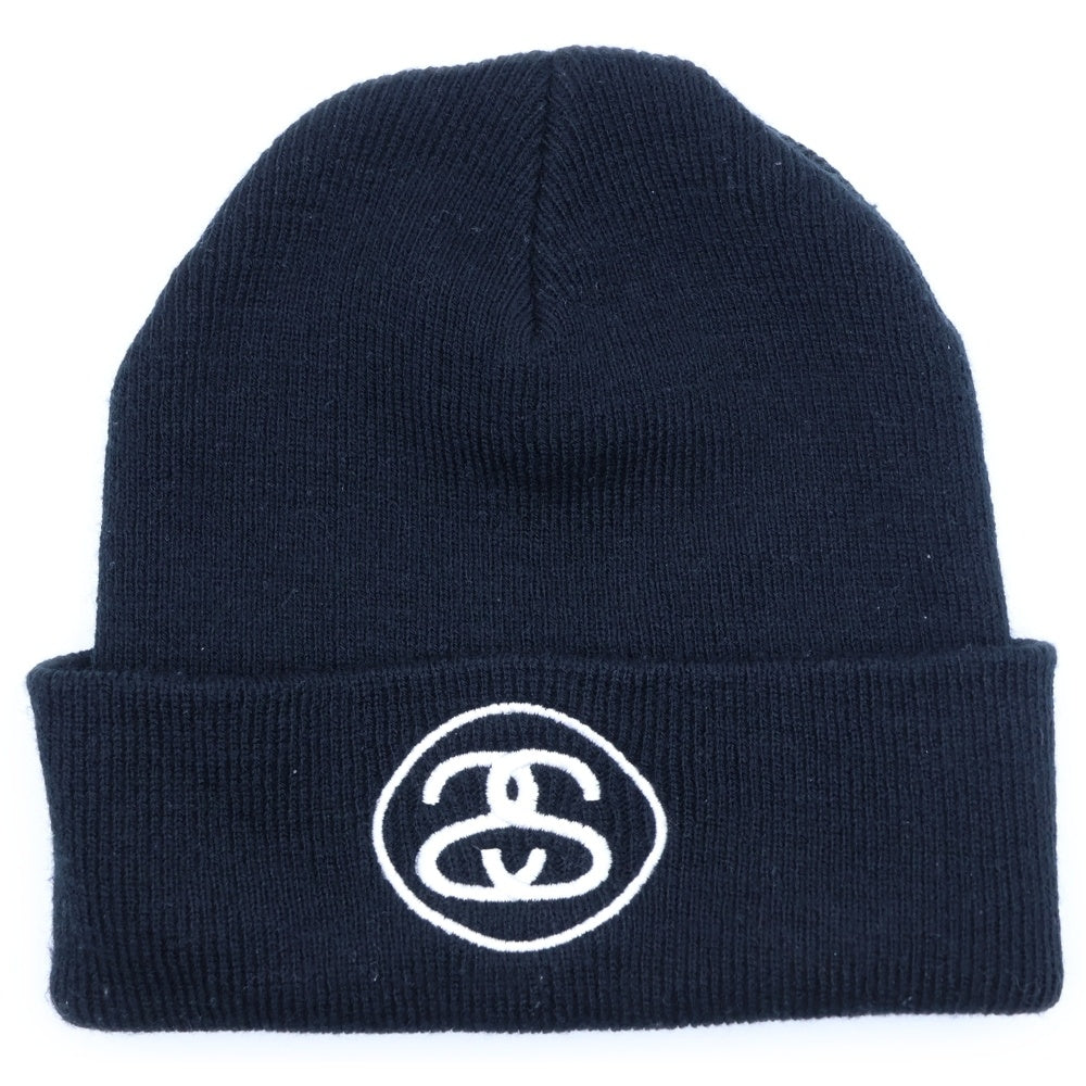 STUSSY(ステューシー) SS-Link ロゴ刺繍 ニット帽 ビーニー ブラック