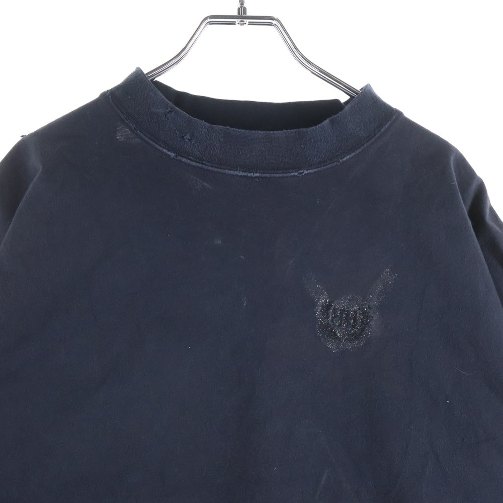 BALENCIAGA(バレンシアガ) デストロイ加工 ラメロゴ 半袖Tシャツ カットソー グレー 783399