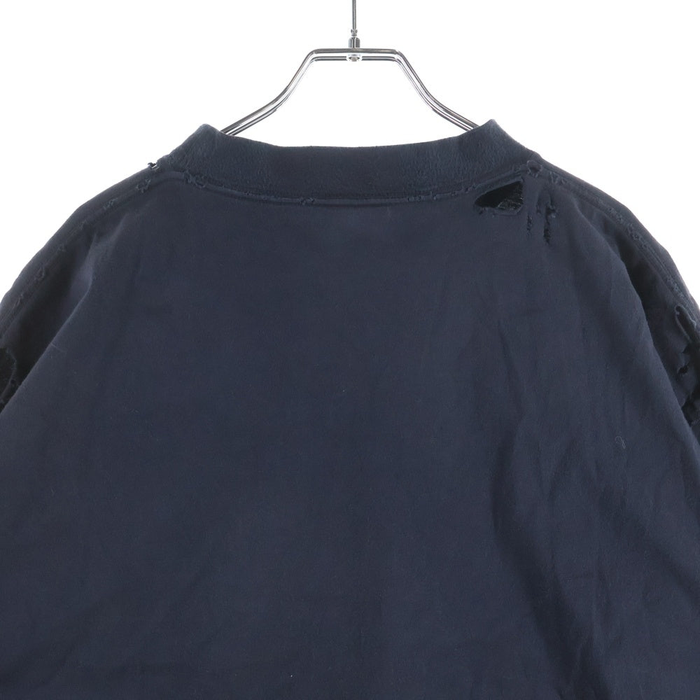 BALENCIAGA(バレンシアガ) デストロイ加工 ラメロゴ 半袖Tシャツ カットソー グレー 783399