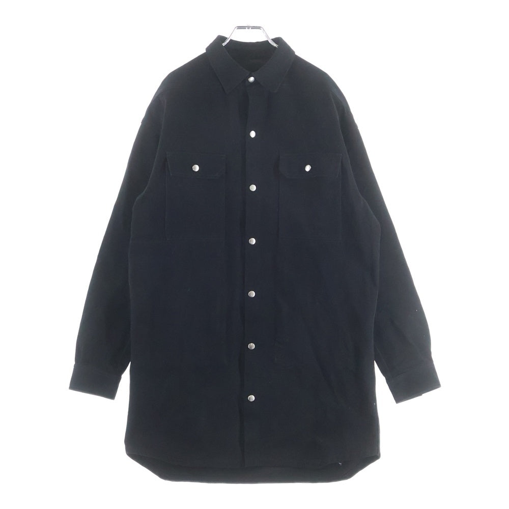 Rick Owens(リックオウエンス) Strobe Heavy Cotton Shirt ボタンアップ ヘビーコットン 長袖シャツジャケット ブラック RU02B2728