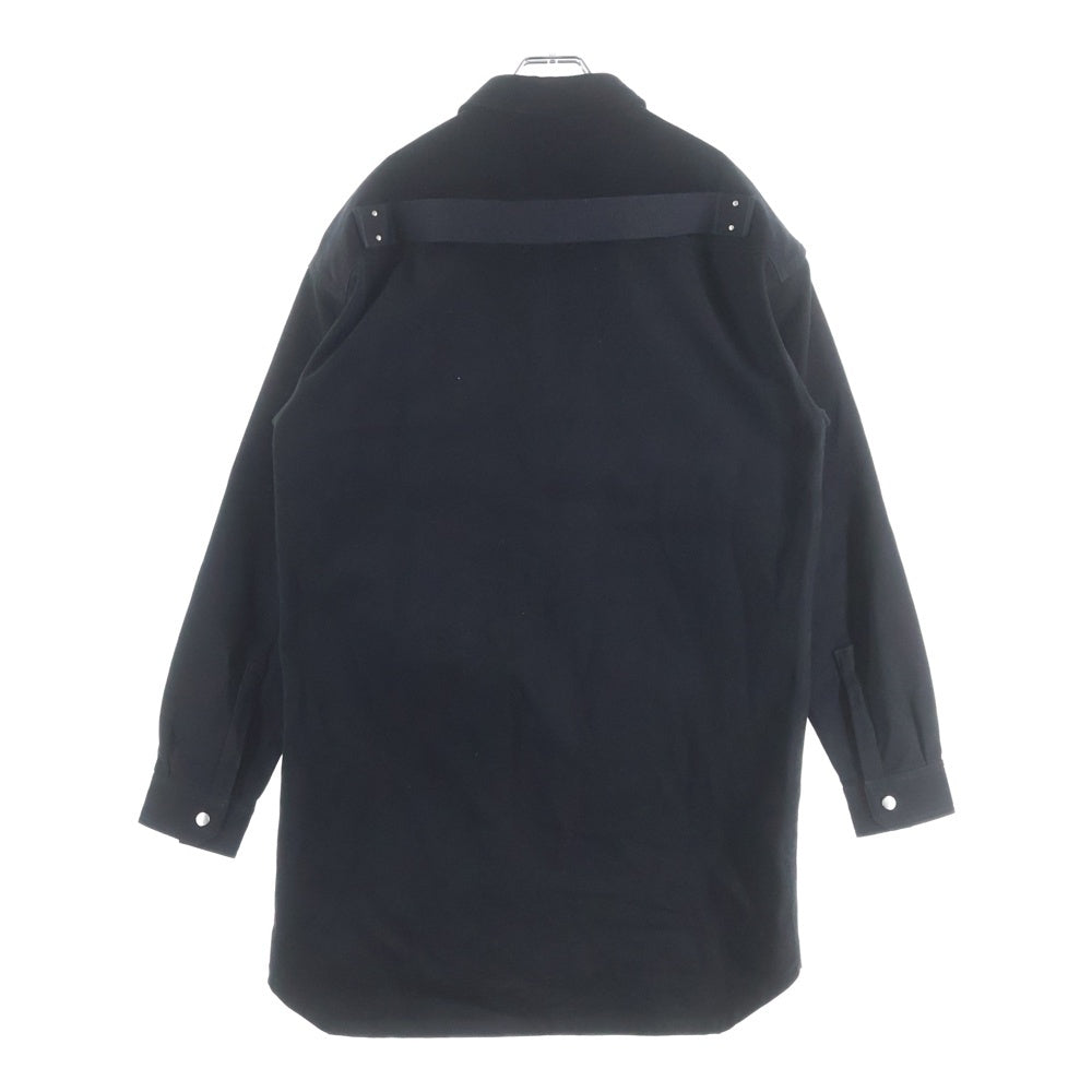 Rick Owens(リックオウエンス) Strobe Heavy Cotton Shirt ボタンアップ ヘビーコットン 長袖シャツジャケット ブラック RU02B2728
