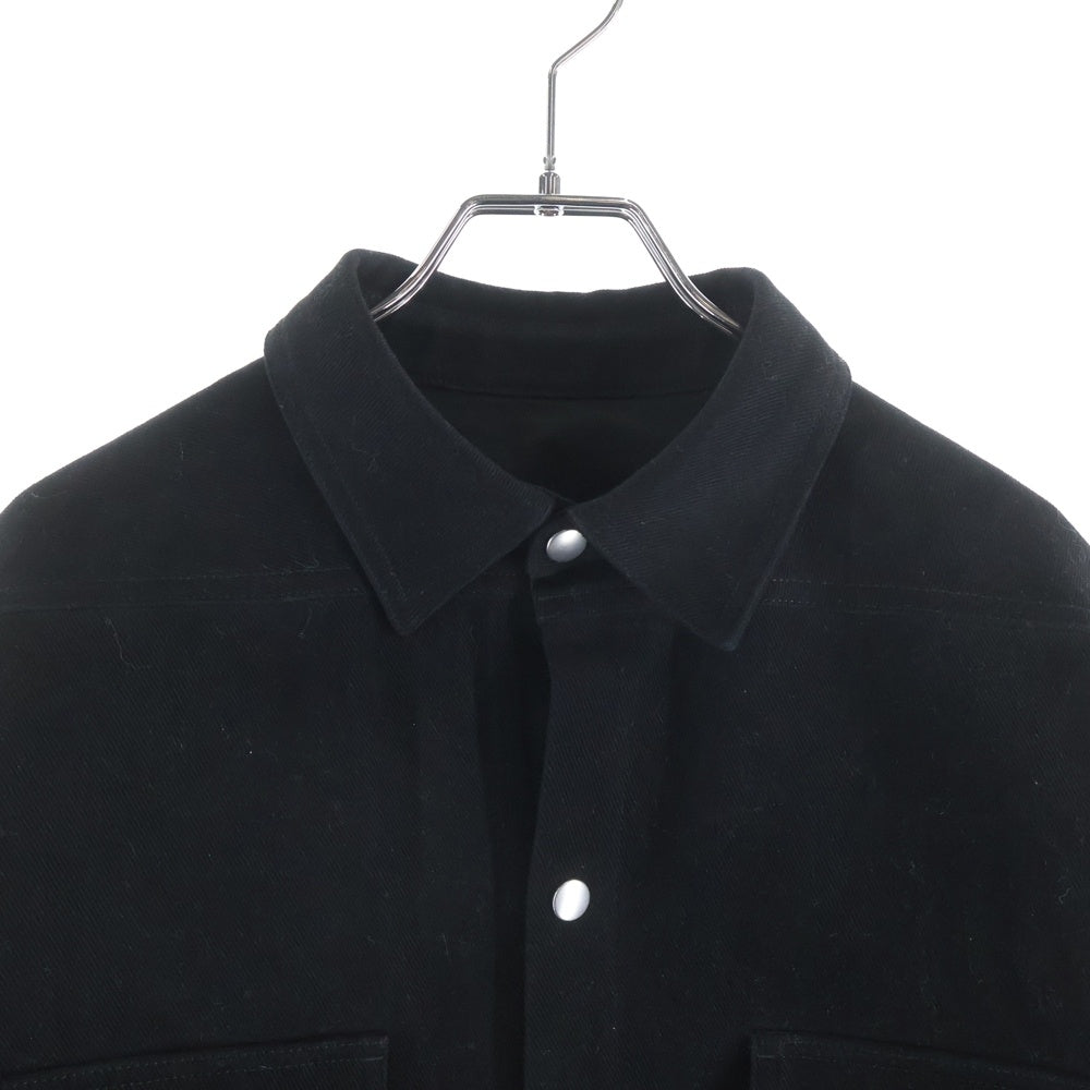 Rick Owens(リックオウエンス) Strobe Heavy Cotton Shirt ボタンアップ ヘビーコットン 長袖シャツジャケット ブラック RU02B2728