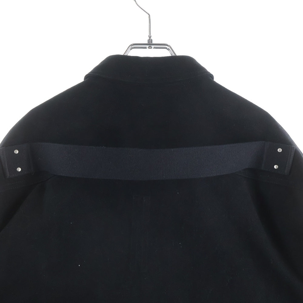 Rick Owens(リックオウエンス) Strobe Heavy Cotton Shirt ボタンアップ ヘビーコットン 長袖シャツジャケット ブラック RU02B2728