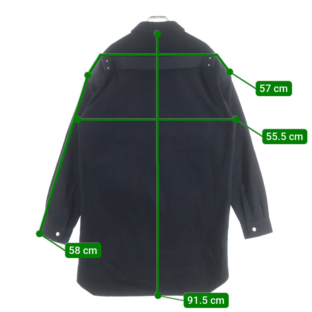 Rick Owens(リックオウエンス) Strobe Heavy Cotton Shirt ボタンアップ ヘビーコットン 長袖シャツジャケット ブラック RU02B2728