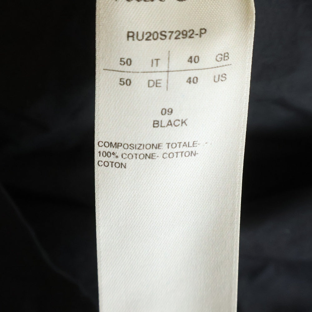 Rick Owens(リックオウエンス) 20SS GOLF SHIRT ノーカラー ゴルフシャツ 半袖シャツ ブラック RU20S7292