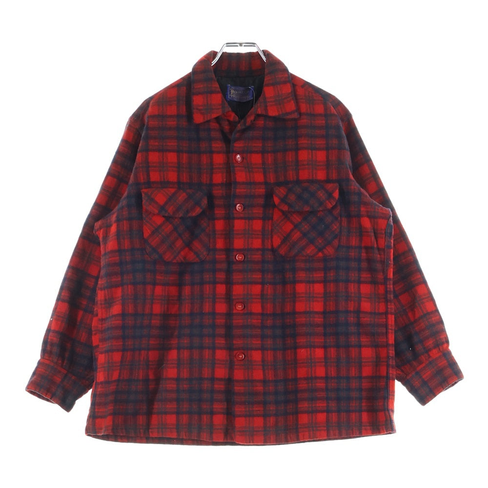 PENDLETON(ペンドルトン) 50S VINTAGE ヴィンテージ ボートシャツ バージン ウール チェック 長袖 シャツ レッド