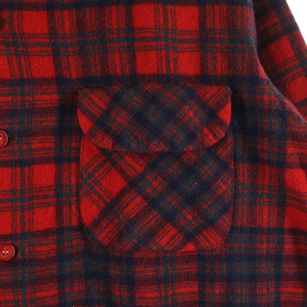 PENDLETON(ペンドルトン) 50S VINTAGE ヴィンテージ ボートシャツ バージン ウール チェック 長袖 シャツ レッド