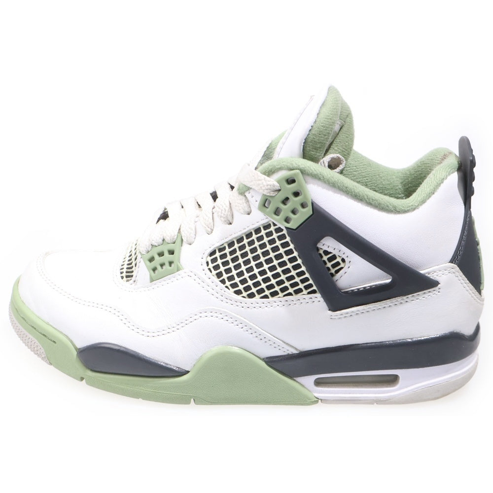 NIKE(ナイキ) AIR JORDAN 4 RETRO エア ジョーダン 4 レトロ ハイカットスニーカー シューズ ホワイト/グリーン US7.5/24.5cm AQ9129-103 レディース