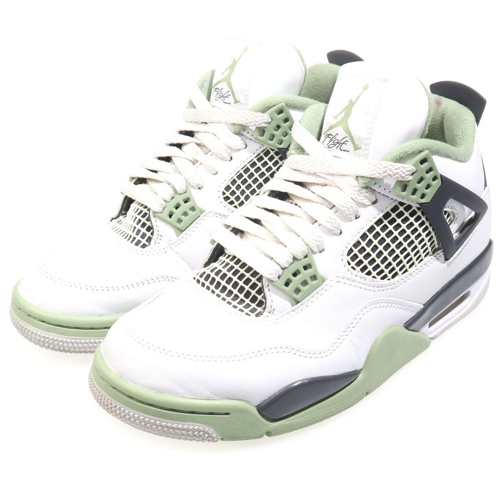 NIKE(ナイキ) AIR JORDAN 4 RETRO エア ジョーダン 4 レトロ ハイカットスニーカー シューズ ホワイト/グリーン US7.5/24.5cm AQ9129-103 レディース