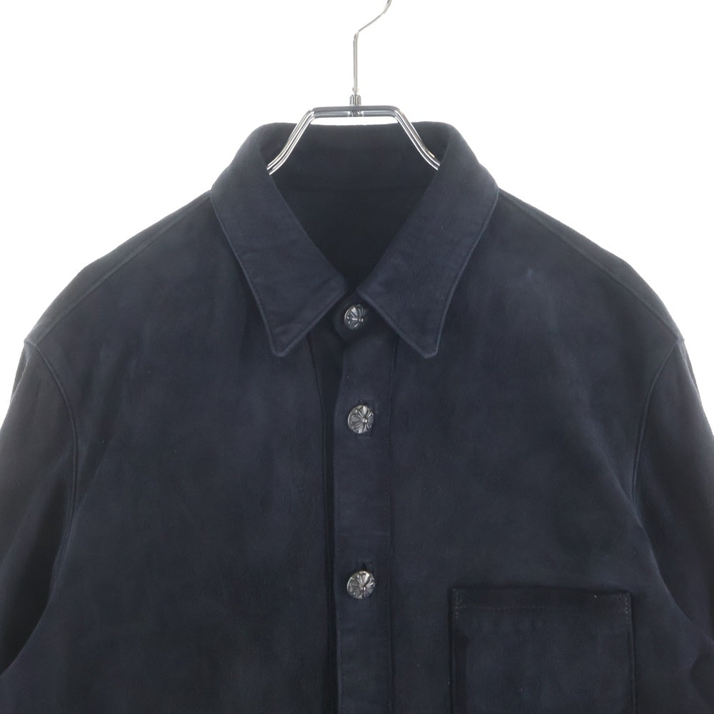 CHROME HEARTS(クロムハーツ) クロスボール スエード レザー 長袖 シャツ ブラック