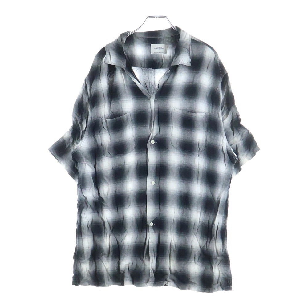 PENNEYS TOWNCRAFT(ぺニーズタウンクラフト) オンブレ チェック レーヨン オープンカラー 半袖 シャツ グレー
