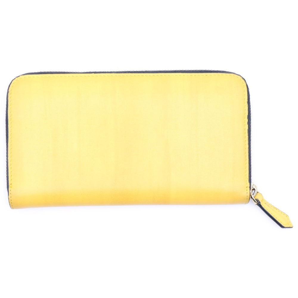FENDI(フェンディ) バイカラー ロゴ レザー ラウンドジップ ウォレット 長財布 イエロー 7M0210 レディース