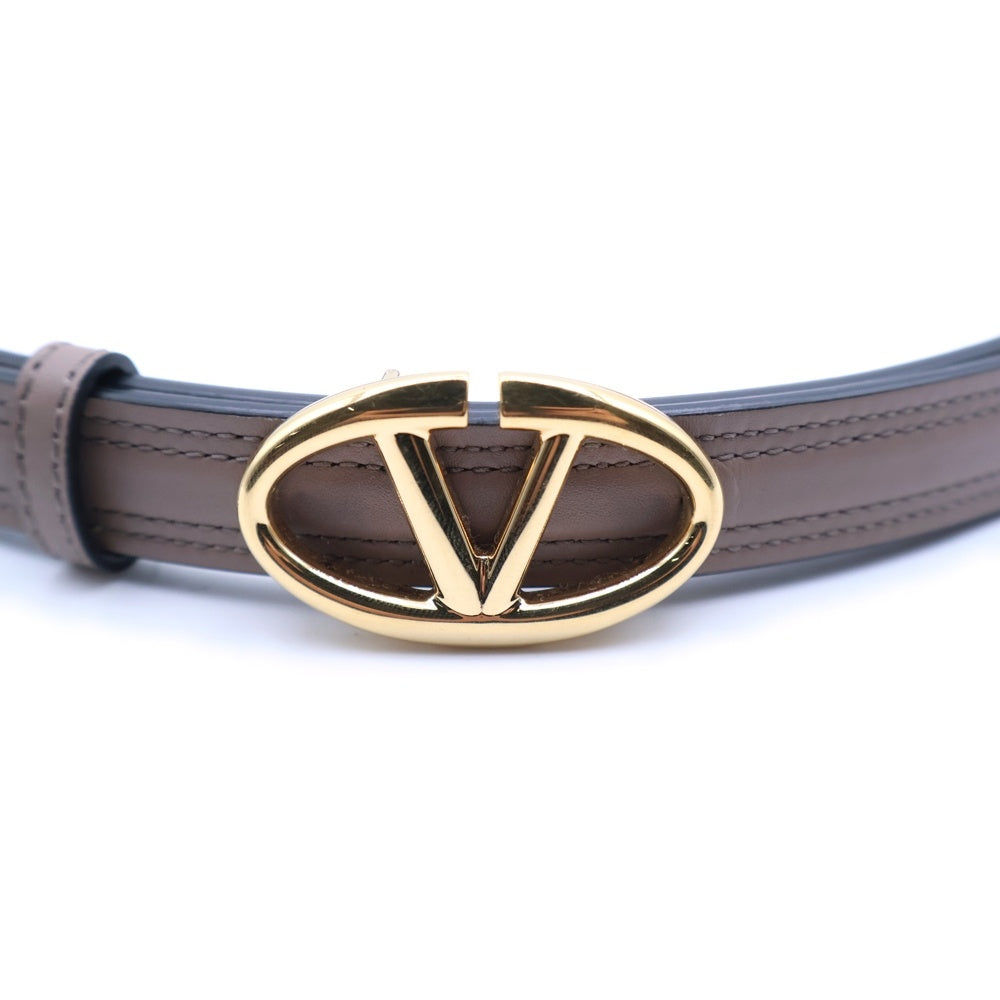 VALENTINO(ヴァレンティノ) ロゴバックル レザーベルト ブラウン レディース
