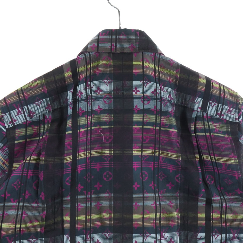 Louis Vuitton チェック柄 半袖ワンピース M LOUIS VUITTON(ルイヴィトン) 21SS モノグラム チェック シルク半袖