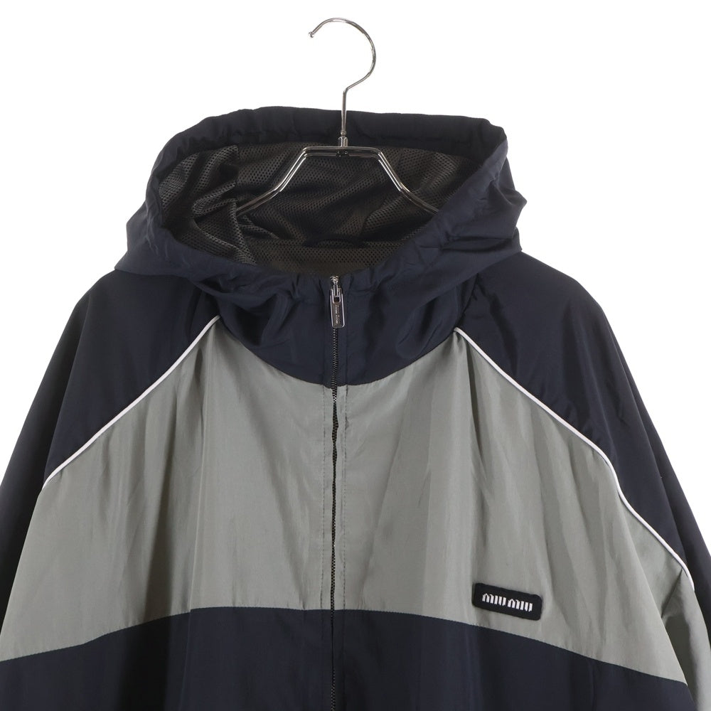 miumiu(ミュウミュウ) テクニカルシルク ロゴジップブルゾンジャケット