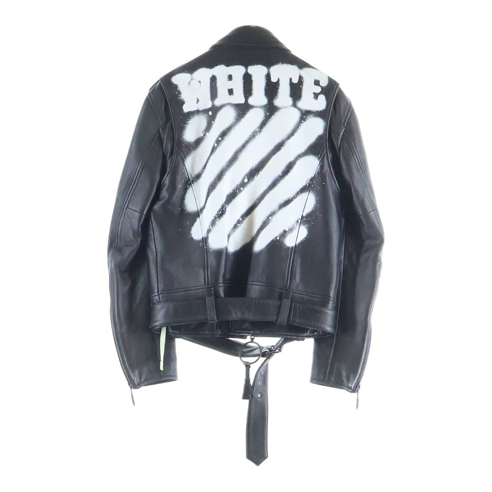 OFF-WHITE(オフホワイト) 17SS スプレーロゴ ダブルライダース ジャケット ブラック