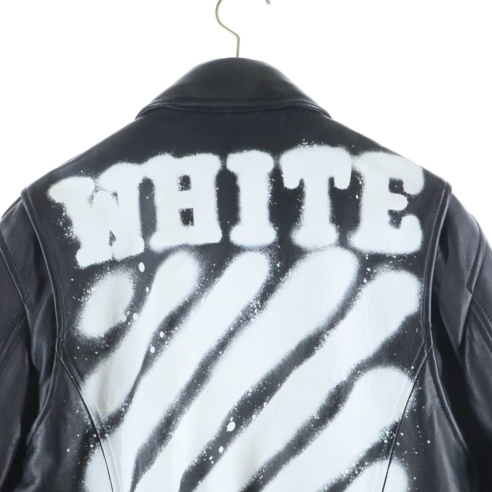 OFF-WHITE(オフホワイト) 17SS スプレーロゴ ダブルライダース ジャケット ブラック
