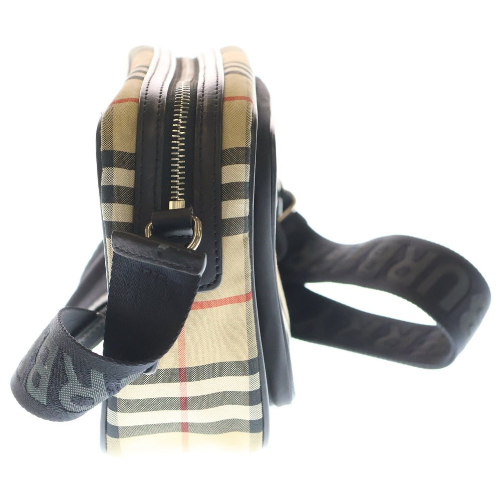BURBERRY(バーバリー) チェック柄 クロスボディバッグ キャンバス ブラウン 801052