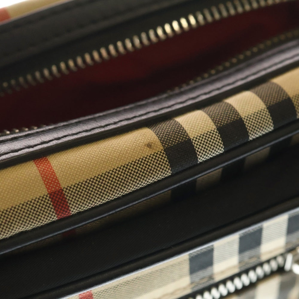 BURBERRY(バーバリー) チェック柄 クロスボディバッグ キャンバス ブラウン 801052